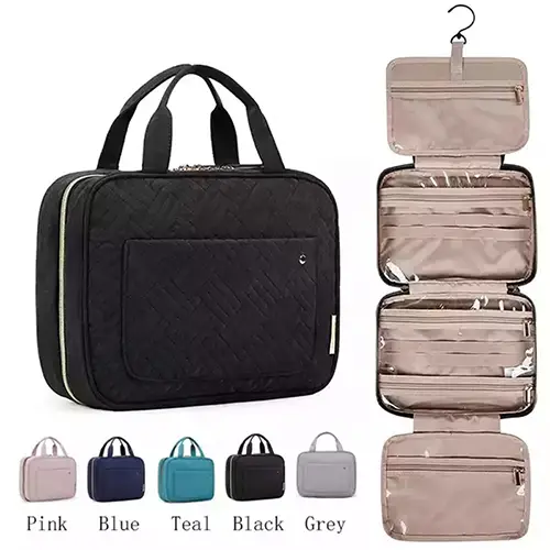 Hand Hanging Hook Type Wet And Dry Makeup Bag Travel Case With Compartments